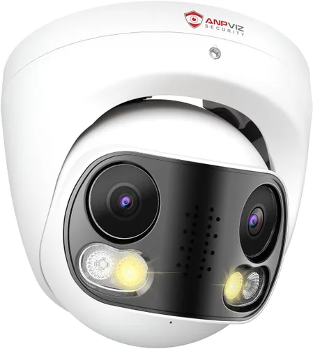 Anpviz Cámara IP PoE de doble lente 4K 8MP al aire libre, Cámara IP de seguridad panorámica de 180°, Visión nocturna inteligente a color de luz
