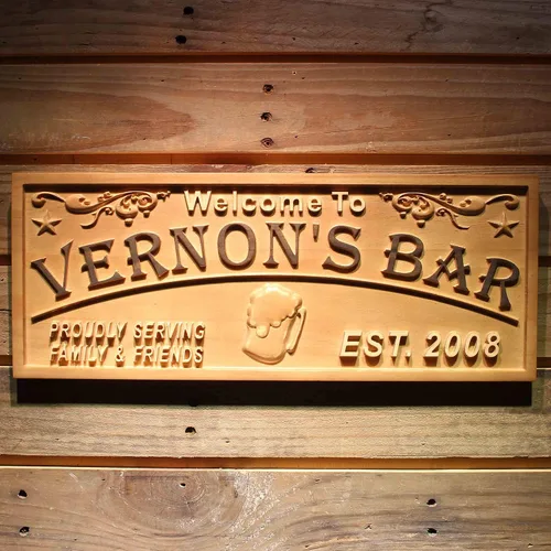 Miniatura 4 de ADVPRO wpa0053 - Letrero personalizado con nombre grabado en 3D de madera para el hogar, bar, cerveza, decoración del hogar, placas de casa de lago