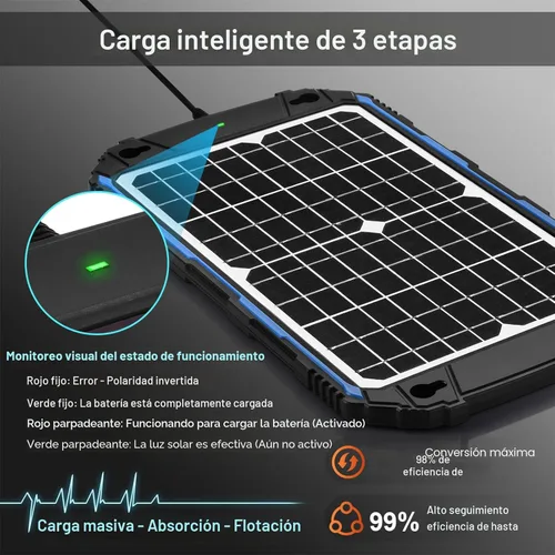 Miniatura 3 de SUNER POWER Cargador de batería solar impermeable de 12 W 12 V y mantenedor Pro, controlador de carga MPPT UltraSmart integrado, kit de carga