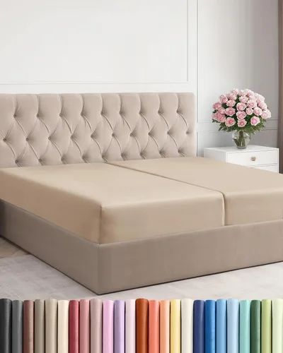 Sábana bajera tamaño King dividido, ropa de cama suave con esquinas de 8 a 16 pulgadas de profundidad, transpirable, fresca y sin arrugas, cuidado