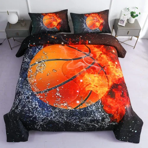 Miniatura 11 de Juegos de Edredón de Béisbol Deportivo Tamaño Queen Full - Juego de Cama de 3 Piezas Ice Flame Galaxy Béisbol para Niños Colcha Cubrecama
