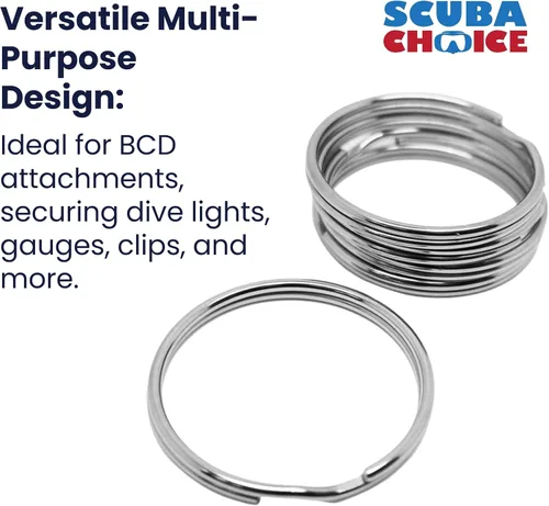 Miniatura 3 de Scuba Choice Buceo 2.008 in Acero Inoxidable 0.098 in Anillo Dividido para BCD Accesorio 5 Piezas