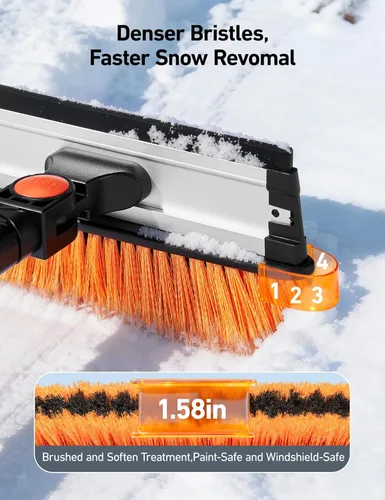 Miniatura 4 de AstroAI Raspadores de hielo de 47.2" para parabrisas de automóvil, cepillo de nieve resistente 3 en 1 con escobilla de goma, 10 configuraciones