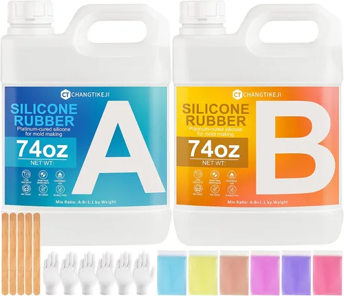 CHANGTIKEJI Kit de fabricación de moldes de silicona, gel de sílice líquido elástico 10A de 148 onzas para moldear moldes de resina y moldes de