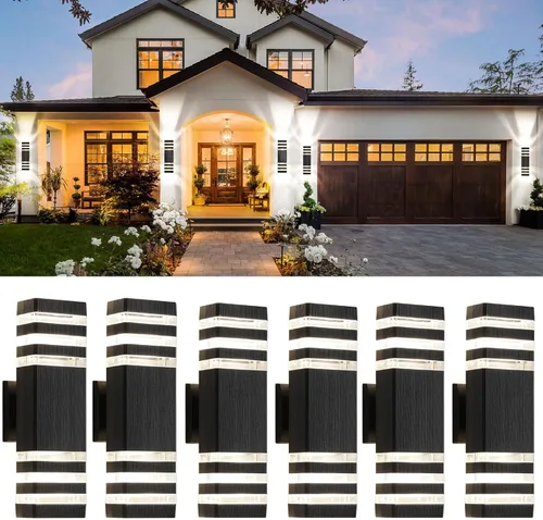 Miniatura 15 de tewei Paquete de 4 Luces de Pared para Exteriores, Luminaria Exterior Moderna de Montaje en Pared Negra, Luces Exteriores para Casa, Aluminio Negro