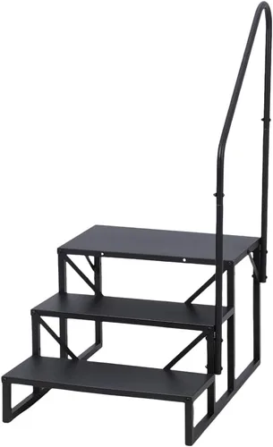 Miniatura 7 de Towallmark RV 3 escalones con pasamanos, peldaños de metal para bañera de hidromasaje, escaleras portátiles para RV, escaleras de casa móvil