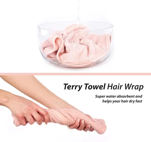 Miniatura 4 de Cacala Gorro de ducha de tela de rizo para mujer, toalla de lujo para el cabello, envolturas para el cabello sin encrespamiento para mujer, cabello