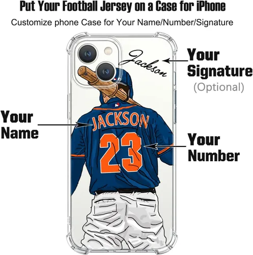Miniatura 2 de Funda de béisbol transparente con nombre y número personalizados para iPhone 17 Air 16 15 Pro Max 14 13 Mini 12 11 Xs Xr SE3 8 7 6 Plus, con 4