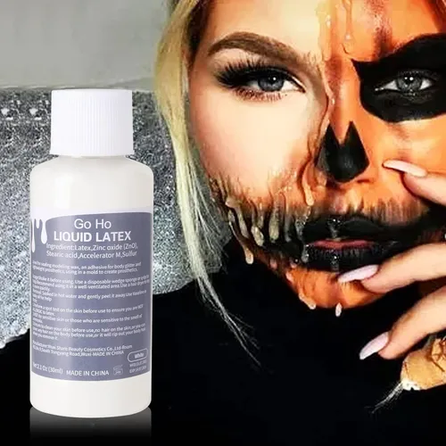 Miniatura 2 de Go Ho Maquillaje líquido SFX de látex (1 onza), maquillaje de monstruo zombi de Halloween, secado rápido, pintura facial blanca líquida multiusos