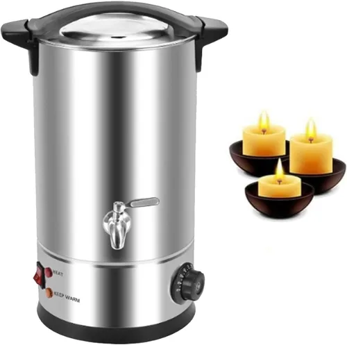 Derretidor de cera para hacer velas, olla de fusión de cera, máquina comercial grande para hacer velas con boquilla de vertido y control de