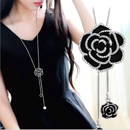 Miniatura 7 de Cathercing - Collar de cadena ajustable, larga y elegante con dije de diamantes de imitación, joyería única para mujeres y niñas