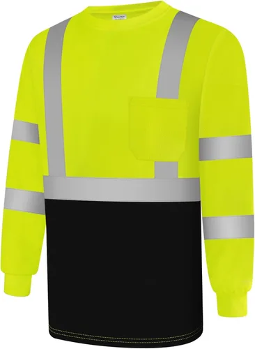 Miniatura 9 de Camisas de alta visibilidad para hombres Clase 3 Hi Vis reflectantes, camisas de seguridad para construcción para hombres y mujeres, de manga larga
