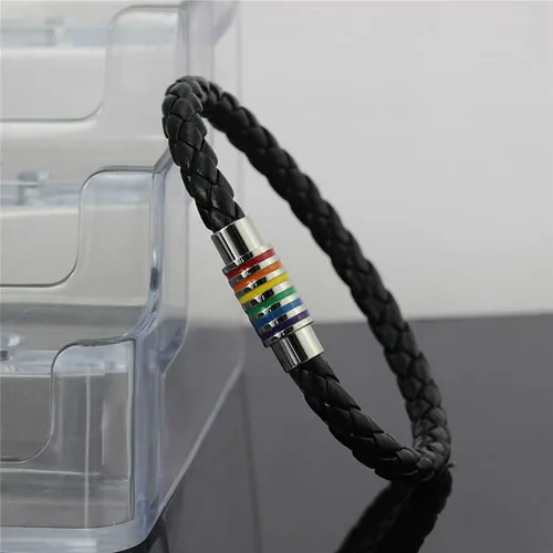 Miniatura 2 de Brazalete Oakky de piel trenzada, magnética, arcoíris LGBT, orgullo gay y lésbico