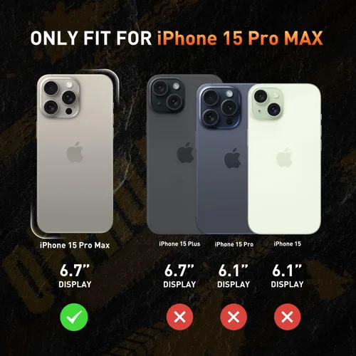 Miniatura 2 de Funda resistente para iPhone 15 Pro Max de 6.7 pulgadas con 2 protectores de pantalla + protectores de lente de cámara