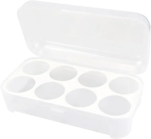 Caja de almacenamiento de huevos de belleza con 8 ranuras para recoger huevos de belleza, contenedor de almacenamiento de huevos, portador de huevos