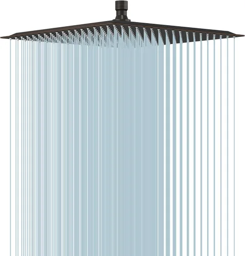 BESy Cabezal de ducha de lluvia de 16 pulgadas, lluvia cuadrada de 16" y cabezal de ducha de baño de acero inoxidable de alta presión, ultra delgado