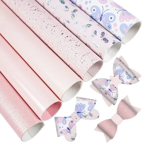 Miniatura 4 de Litchi Paquete de 6 hojas de cuero sintético de 8 x 12 pulgadas para aretes de lazo, tela de vinilo fácil de cortar para Cricut, cuero sintético