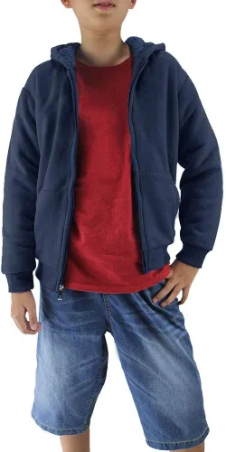Miniatura 3 de Sudaderas con capucha para niños y jóvenes, con cremallera completa, forro polar, tallas 8-16