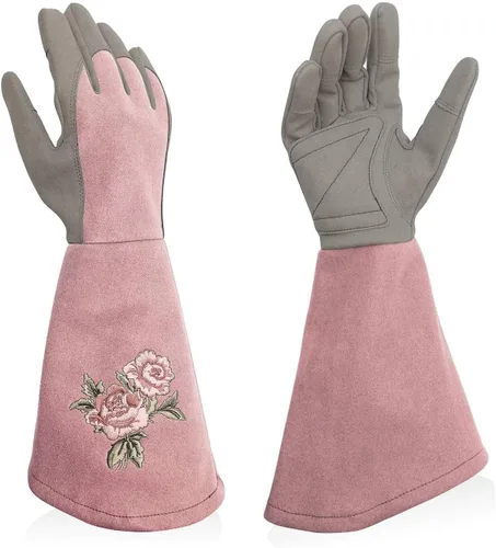 Miniatura 10 de Rose Pruning Gloves Thorn Resistant, Embroidery Gardening Gloves with Extra Long Forearm Protection Rosa rojo