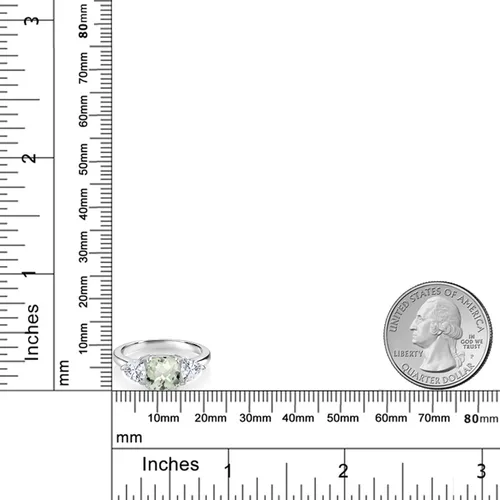 Miniatura 30 de 925 Sterling Silver Gemstone Birthstone and White Moissanite 3-Stone Engagement Ring for Women 7MM Cushion and 5MM Trillion Accents Three Stone