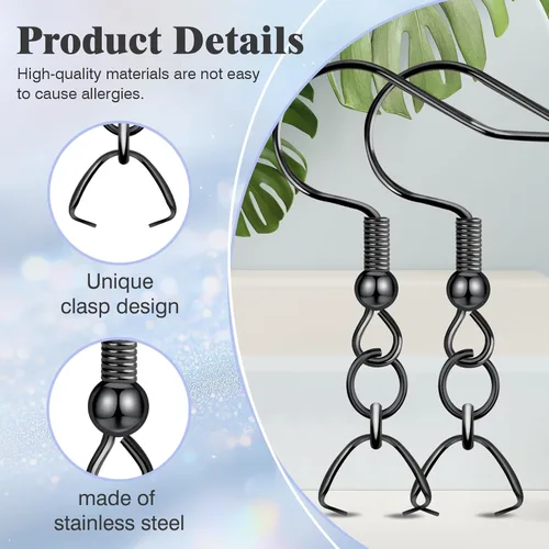 Miniatura 3 de Ganchos para aretes, 50 unidades/25 pares, alambres de oreja de acero inoxidable, ganchos de pez, piezas de joyería hipoalergénicas para hacer joyas