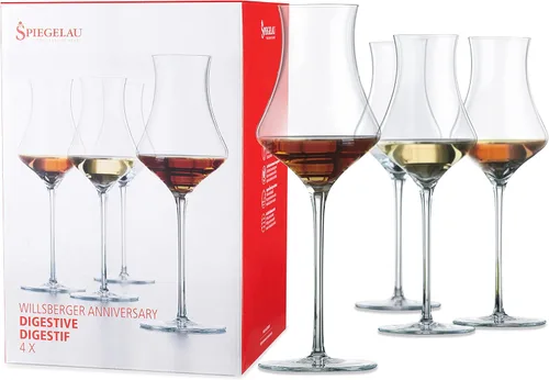 Spiegelau Willsberger - Juego de 4 vasos digestivos, elegantes vasos cordiales de cristal, cristalería de fabricación europea para licores, amaro y