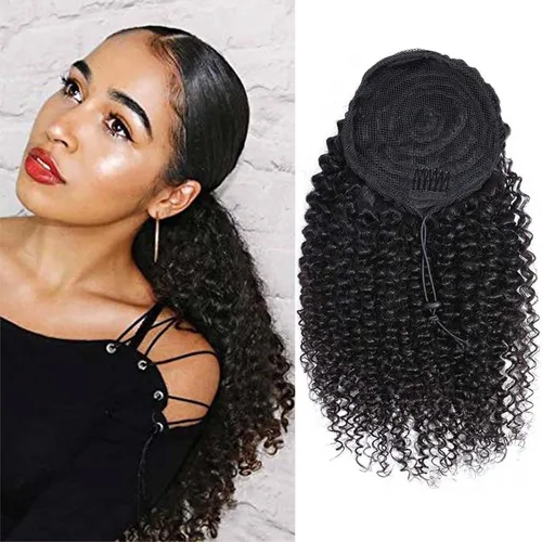 Miniatura 10 de Extensiones de cabello humano real rizado con clip, para mujeres negras, extensiones de cabello humano rizado brasileño 3C 4A, 10 piezas con 21