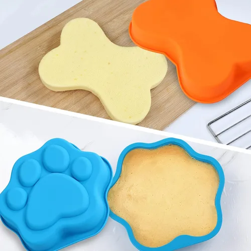 Miniatura 5 de 2 moldes de silicona para tartas de cumpleaños de perro, forma de hueso, 8 pulgadas