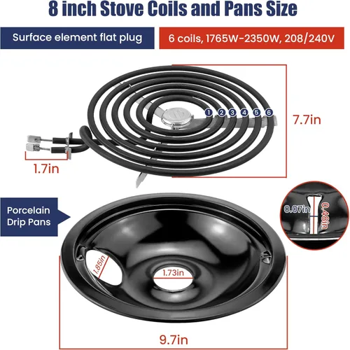 Miniatura 3 de Bandejas de goteo de porcelana WB31M20 WB31M19 y quemadores de estufa eléctrica WB30M1 WB30M2 de repuesto para estufa de G*E Hot*Point, incluye 4