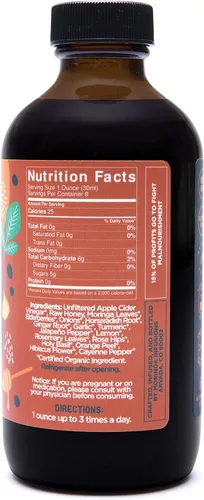 Miniatura 5 de VINGA Vinagre de sidra de manzana crudo de lava con moringa oleifera prensada en frío, 8 onzas, remedio natural para el resfriado y la gripe