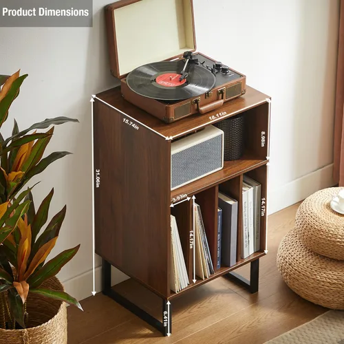 Miniatura 2 de Soporte para tocadiscos con armario de almacenamiento de vinilo, mesa giratoria para álbumes y LPs, consola multimedia moderna Muebles para sala