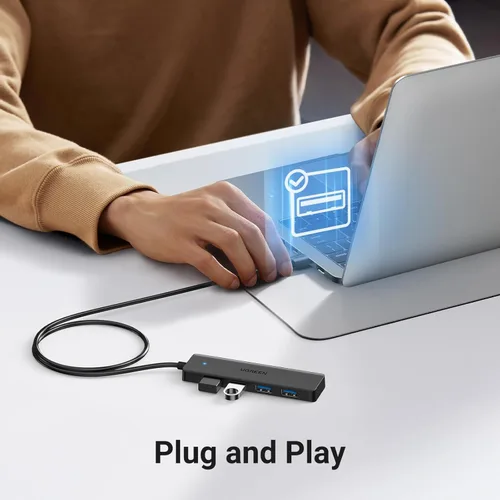 Miniatura 5 de Concentrador USB UGREEN 3.0, divisor de 4 puertos USB A ultradelgado Expansor USB para mouse, teclado, unidad flash, disco U, impresora Compatible
