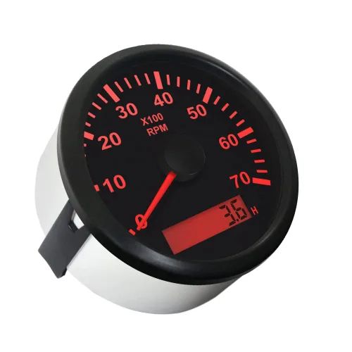 Miniatura 2 de ELING Tacómetro de motor 7000 RPM Medidor REV Contador con medidor de horas para coche barco 3.346 in 12V 24V con retroiluminación Negro+Negro