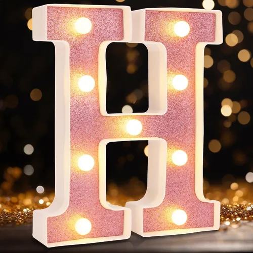 Miniatura 21 de Letras pequeñas de marquesina LED, letras iluminadas, letras LED de 8.58 pulgadas, letrero iluminado a pilas para mesa, fiesta, cumpleaños