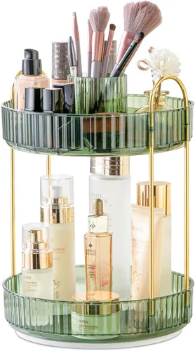 MGBPEI Organizador de maquillaje giratorio de 360°, bandejas de baño, organizador de encimera, carrusel de maquillaje, estante giratorio de gran