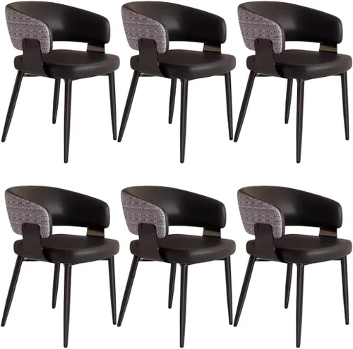 Miniatura 10 de YVYKFZD Juego de sillas de comedor, silla de comedor con patas de metal y respaldo curvo, sillas de cocina tapizadas de cuero, reposabrazos, silla