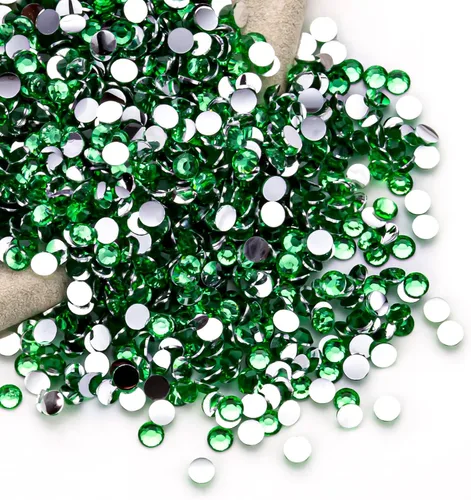 Miniatura 106 de Diamantes de imitación AB verdes a granel, 5000 piezas de diamantes de imitación de fondo plano redondos de gelatina AB sin fijación térmica, gemas