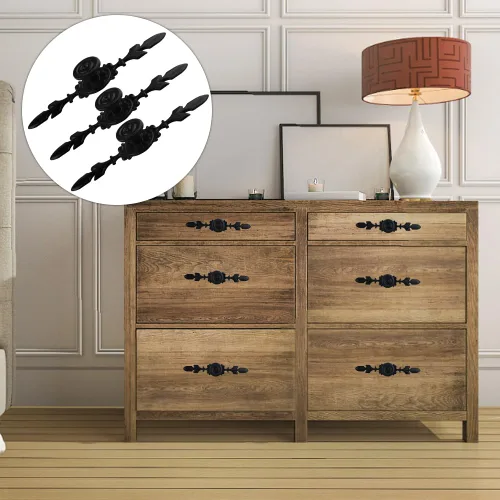 Miniatura 6 de WMYCONGCONG 12 pomos de gabinete de cocina de 6.5 pulgadas, tiradores de cajón negros vintage con placa, manijas antiguas para muebles, armario