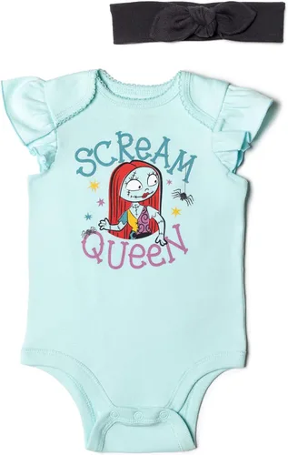 Miniatura 5 de Disney Nightmare Before Christmas Zero Sally Jack Skellington - Conjunto de traje de 3 piezas para bebé niña con pantalones y diadema