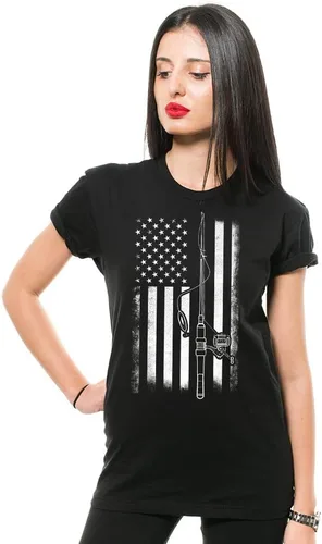 Miniatura 5 de Camiseta de pesca con la bandera americana, divertidas camisas de pesca para hombre, camisetas gráficas para hombre