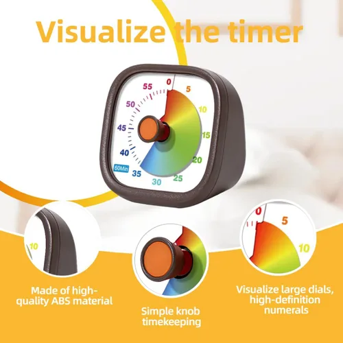 Miniatura 7 de Temporizador visual para niños, temporizador de cuenta regresiva de 60 minutos para cocina, oficina, aula, hogar, estudio, recordatorio de tareas