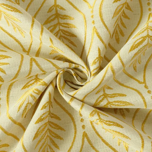 Miniatura 7 de BGment - Cortinas de jacquard de hojas en color amarillo mostaza, 72 pulgadas de largo para sala de estar, patrón botánico de estilo campestre