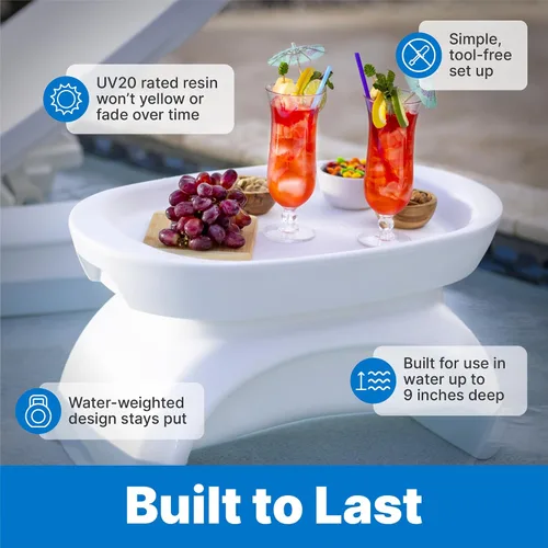 Miniatura 4 de Step2 Vero - Mesa auxiliar con bandeja para servir, muebles de patio impermeables para exteriores e interiores, uso en piscinas de hasta 9 pulgadas