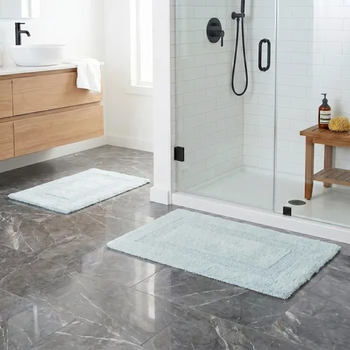 Miniatura 3 de Lavish Home, tapete de baño larga, reversible, 100 % algodón, 2 unidades Espuma de mar