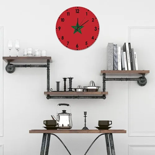 Miniatura 593 de Cheyan Reloj de pared con bandera de Canadá de 12 pulgadas, silencioso, sin tictac, de PVC, funciona con pilas, reloj redondo decorativo, regalo