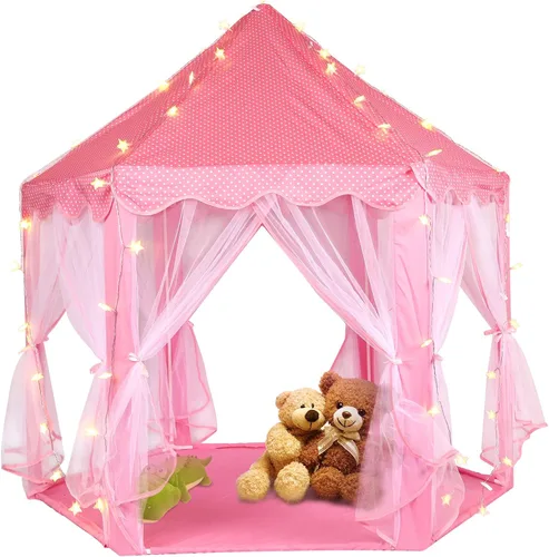 Miniatura 7 de Tienda de campaña de princesa con luces LED de estrellas, tienda de campaña para niñas, casa de juegos grande para niñas, regalos de juguete
