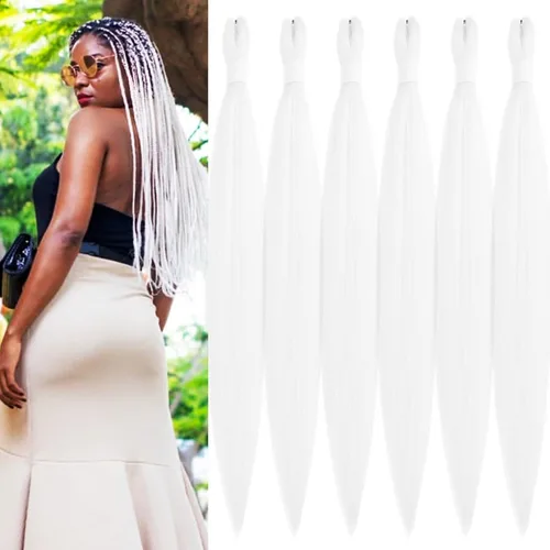 Miniatura 52 de pelo trenzado preestirado marrón, pelo trenzado Kanekalo, pelo trenzado preestirado de 26 pulgadas, 6 paquetes plegados, textura Yaki, extensiones