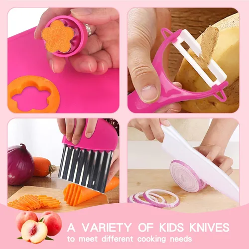 Miniatura 3 de Montessori Herramientas de cocina juguetes regalos para niños y niñas de 4 5 6 7 8 9 10 años de edad, juego de cuchillos seguros de cocina real