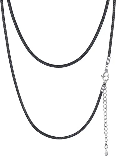 Miniatura 6 de PROSTEEL Collar de cuero impermeable para hombre, 0.079 in/0.118 in, 16 a 30 pulgadas, con cierre de acero inoxidable, cadena de bricolaje