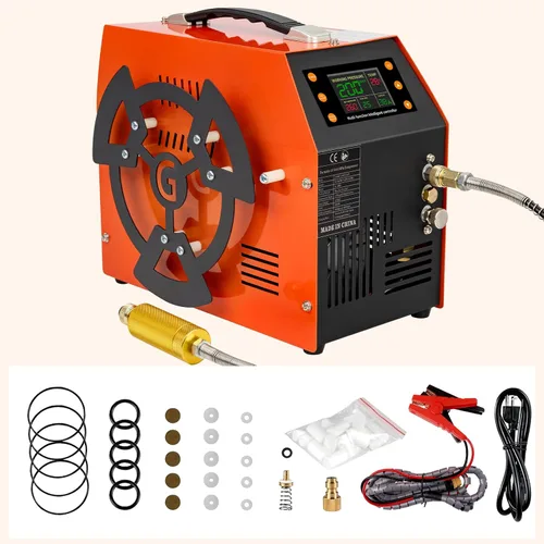 Miniatura 8 de Compresor de aire PCP 4500 PSI / 30 MPa, motor de 350 W, pantalla LCD, parada automática, sin agua/aceite, adaptador integrado de 600 W, 12 V CC